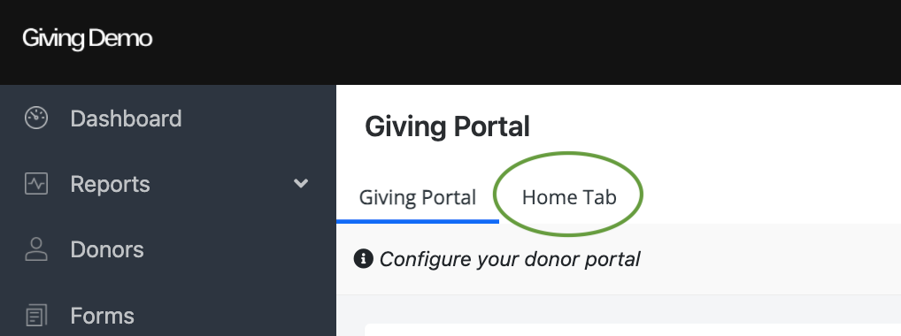 Donor Portal Home