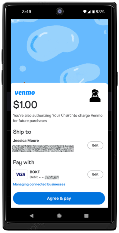 Venmo app payment screen