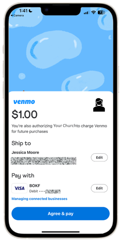 Venmo app payment screen